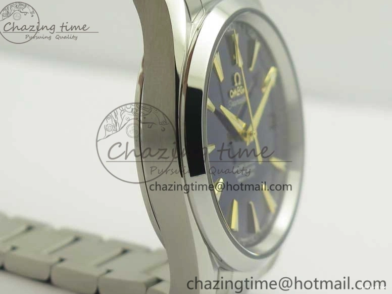 0202 Aqua Terra 150M SS VSF 1:1 Best Edition Blue Wave Textured Dial YG Hand on SS Bracelet A8500 Super Clone Sporty 8026